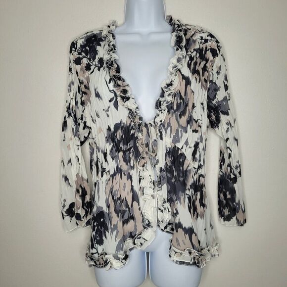 y2k Notations grunge muted ruffle tie front romantic dreamy top size xl - Picture 1 of 8